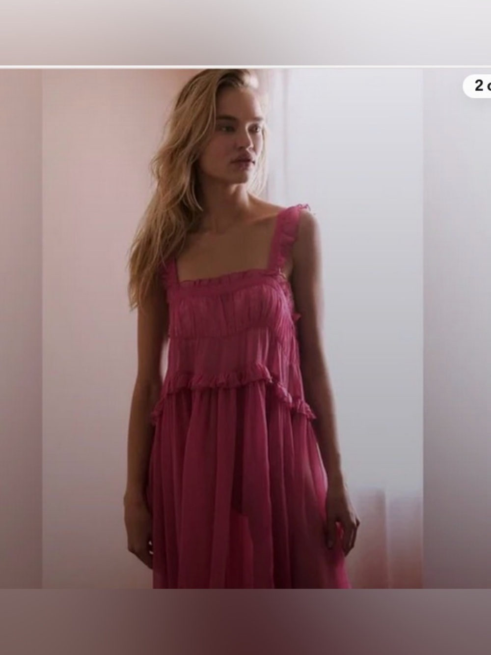 Intimately Free People Moon Phase Midi Nightgown Dress Pink Ruffle - Picture 2 of 6